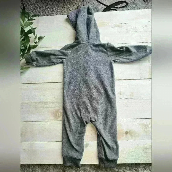 Carters 1PC Moose Animal Hooded Boys Fleece Jumpsuit Romper Coveralls Gray 18M - Picture 4 of 5